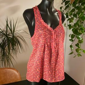 Sheer American Eagle Coral Floral Tank Top